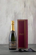 Image of the Michel Foch Blanc de Blancs 2015 holiday gift set featuring a bottle of the  Michel Foch Blanc de Blancs 2015 and an elegant branded gift box.
